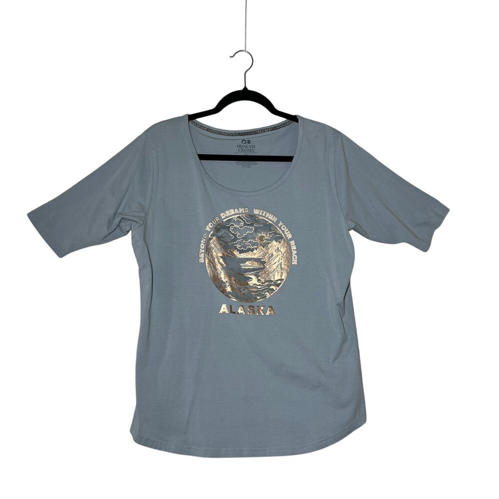 PRINCESS CRUISES Alaska T Shirt Womens XL Blue Graphic Travel Tee